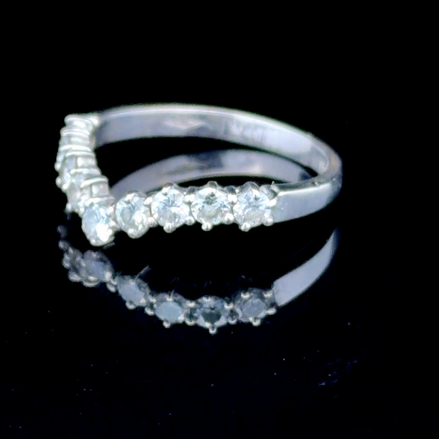 18K White Gold Diamond Wishbone Ring APPX 0.5 CTS