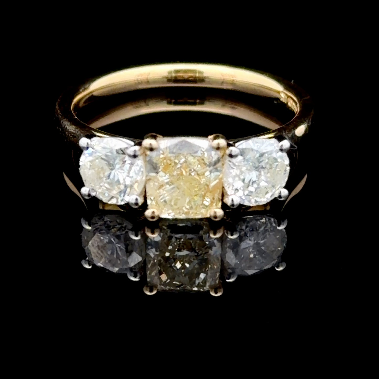 18K Yellow Gold Diamond Trilogy With Yellow Centre Stone APPX 2.1 CTS