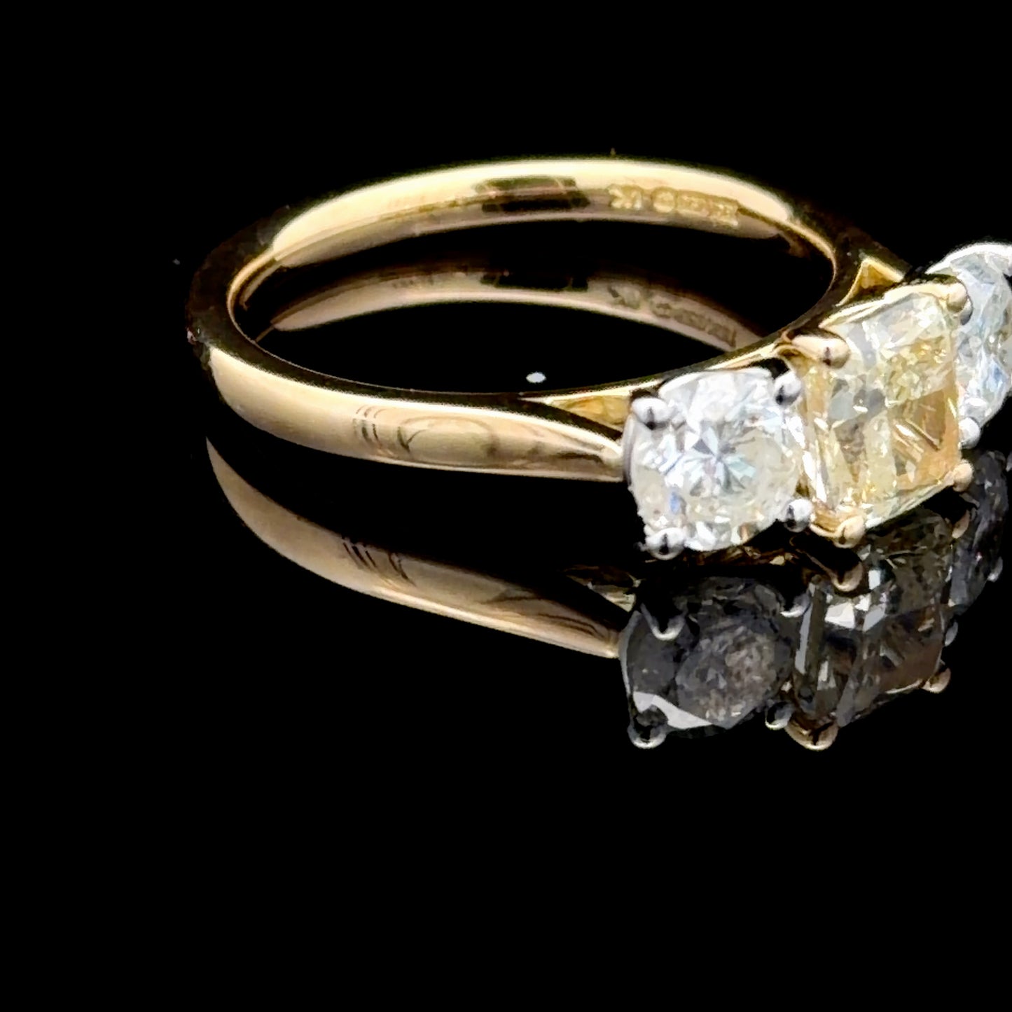 18K Yellow Gold Diamond Trilogy With Yellow Centre Stone APPX 2.1 CTS