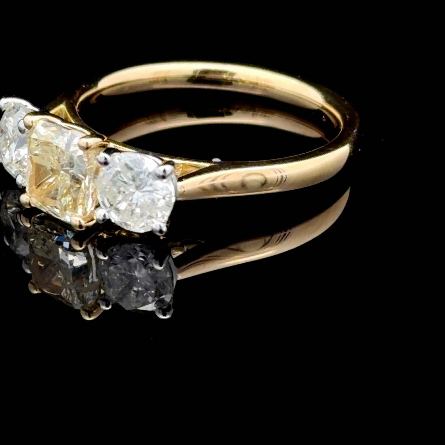 18K Yellow Gold Diamond Trilogy With Yellow Centre Stone APPX 2.1 CTS