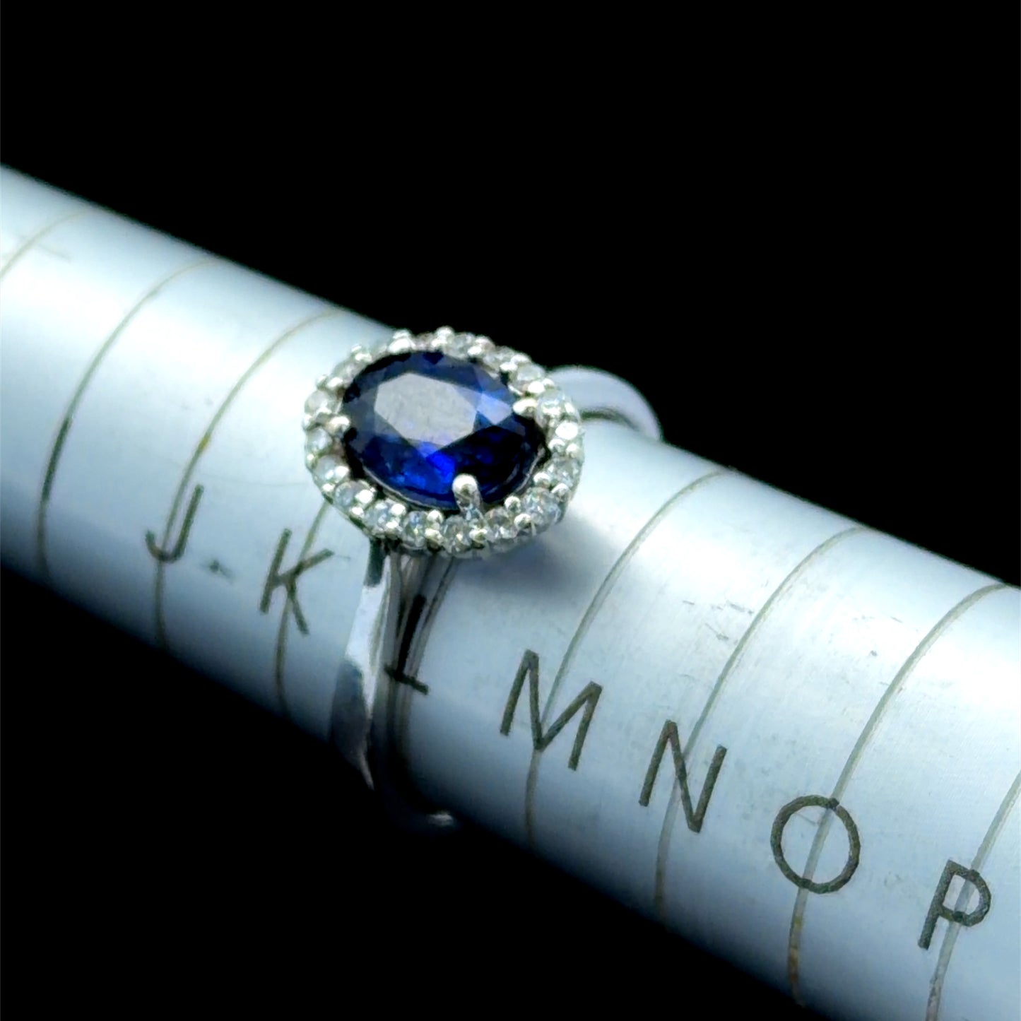 18K White Gold Sapphire & Diamond Cluster Ring