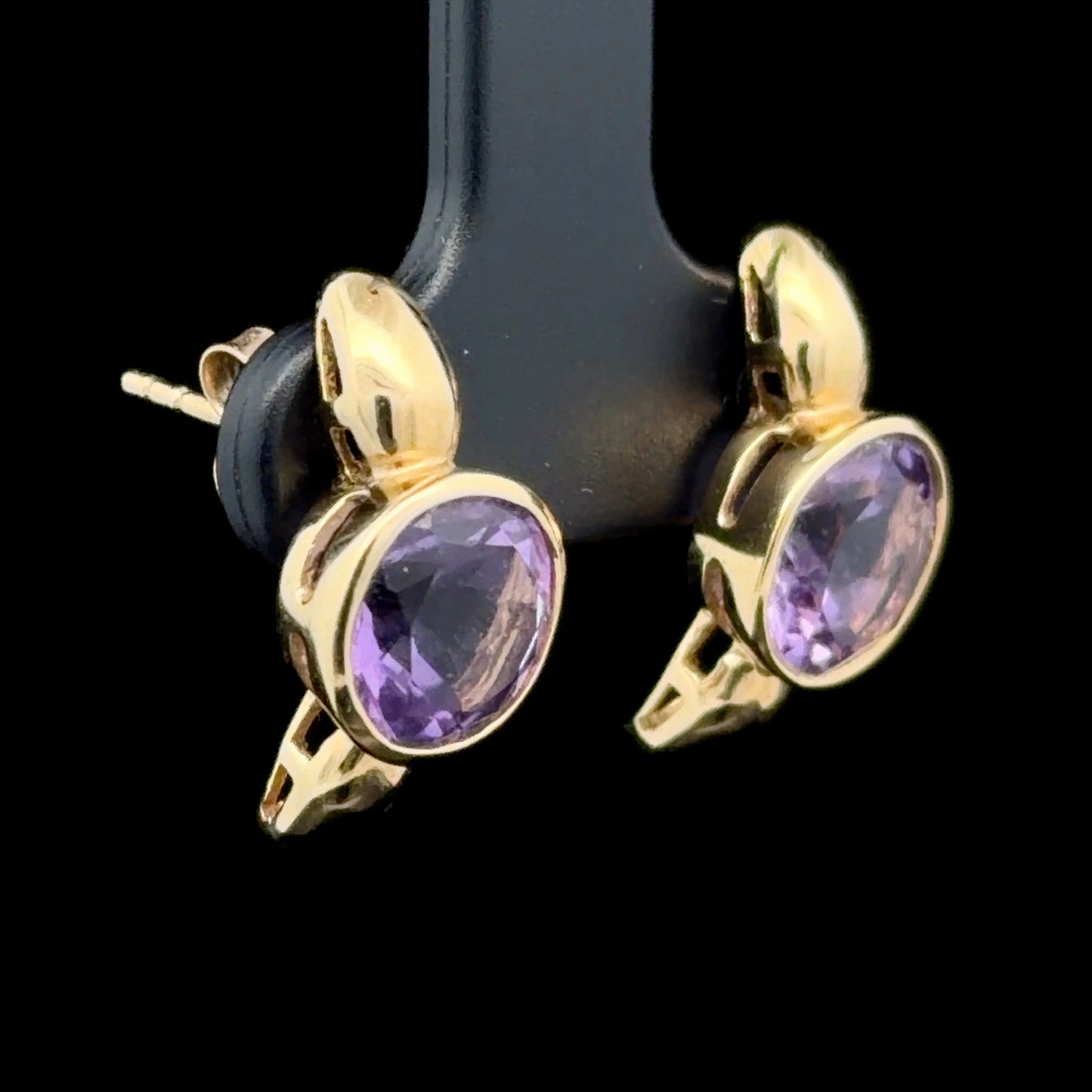 9K Yellow Gold Amethyst Studs