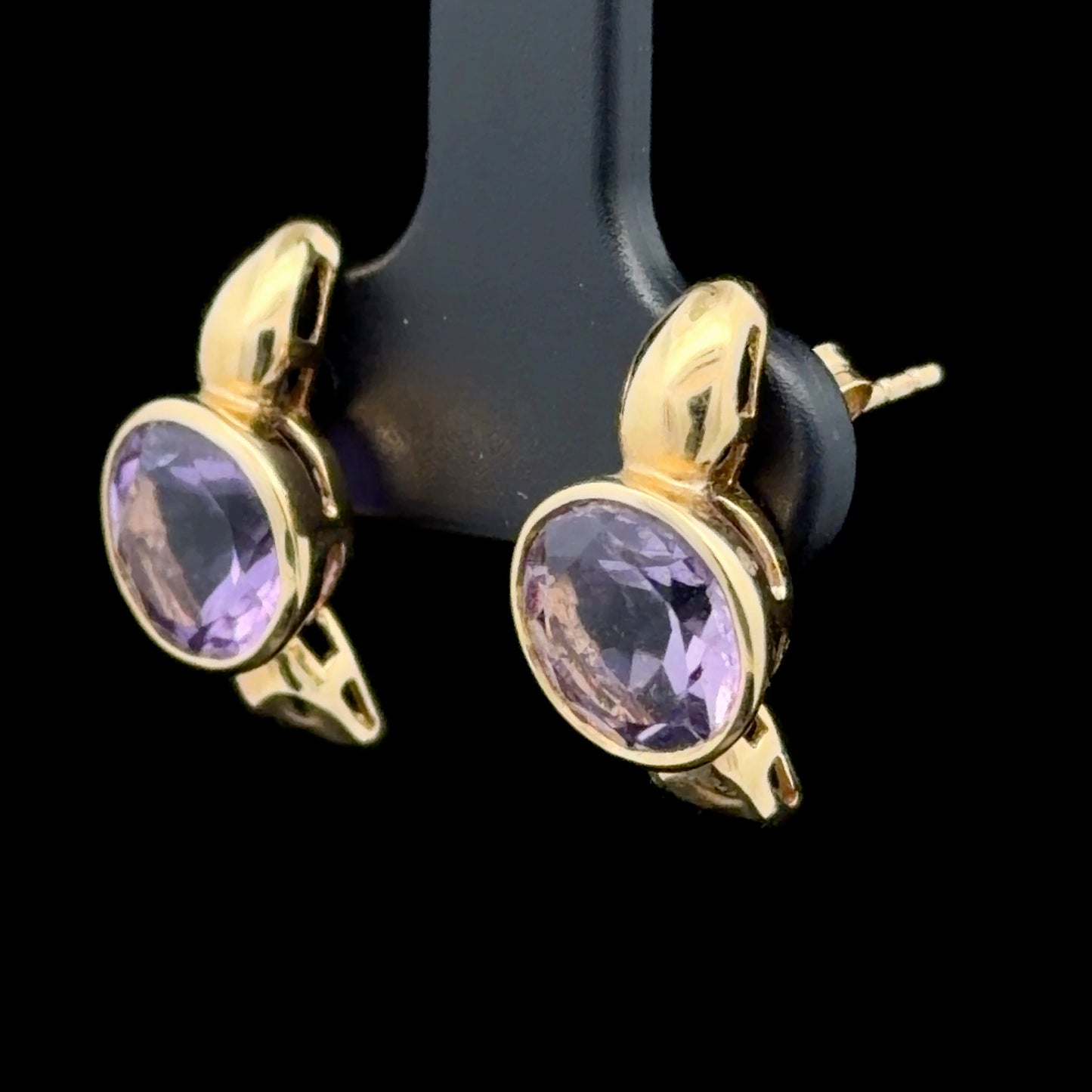 9K Yellow Gold Amethyst Studs