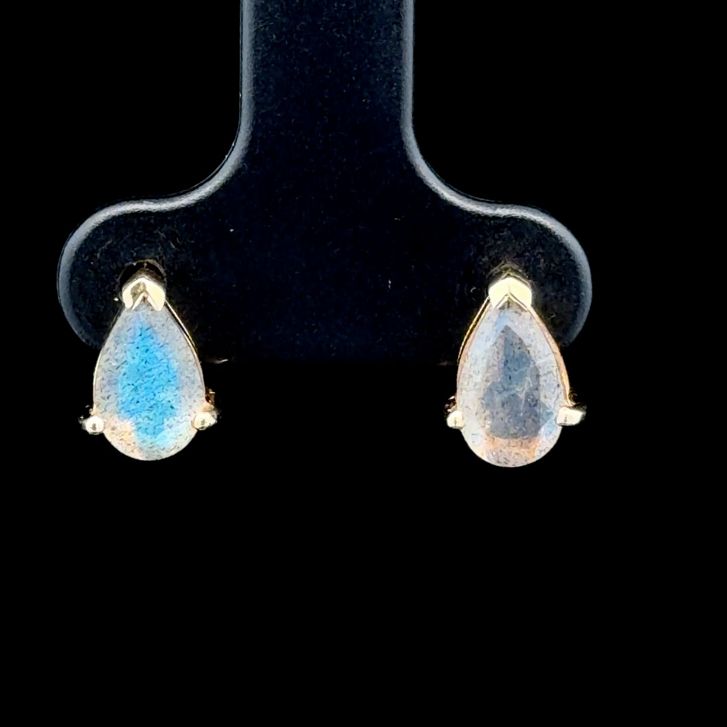 9K Yellow Gold Pear Gemstone Studs