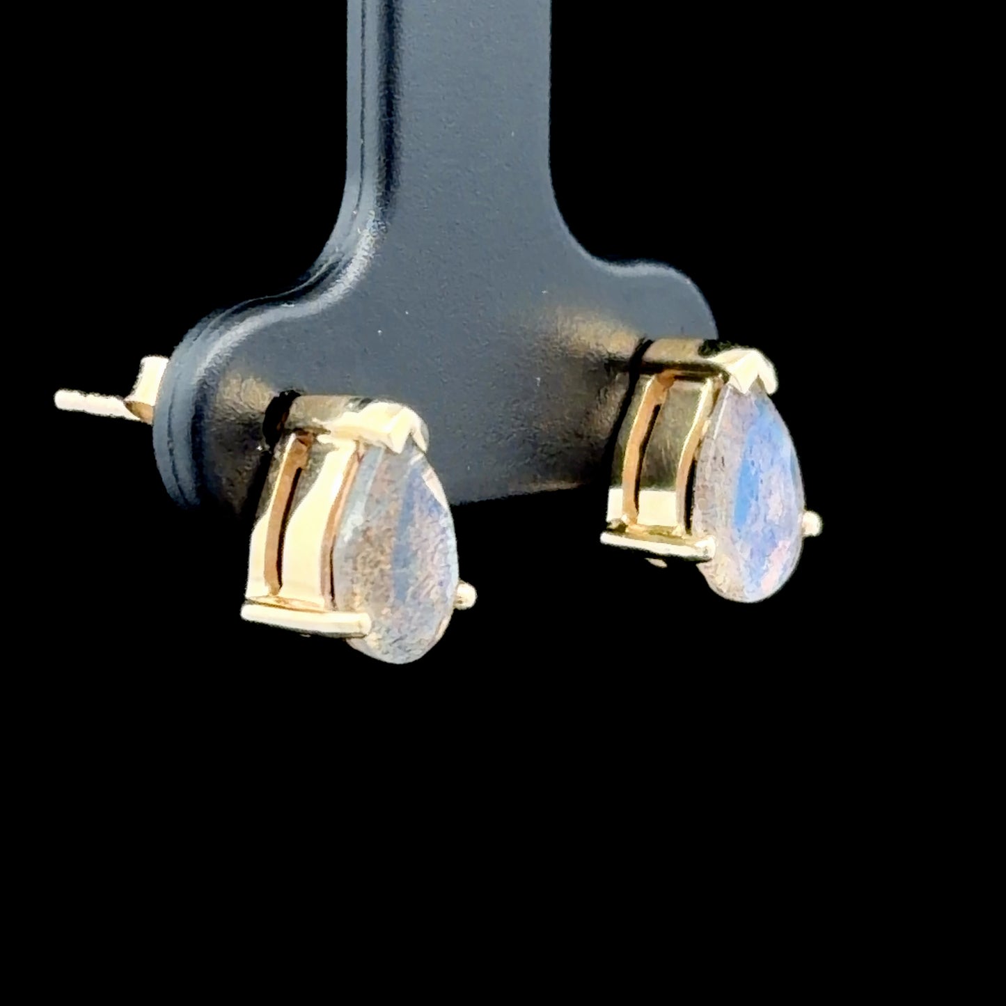 9K Yellow Gold Pear Gemstone Studs