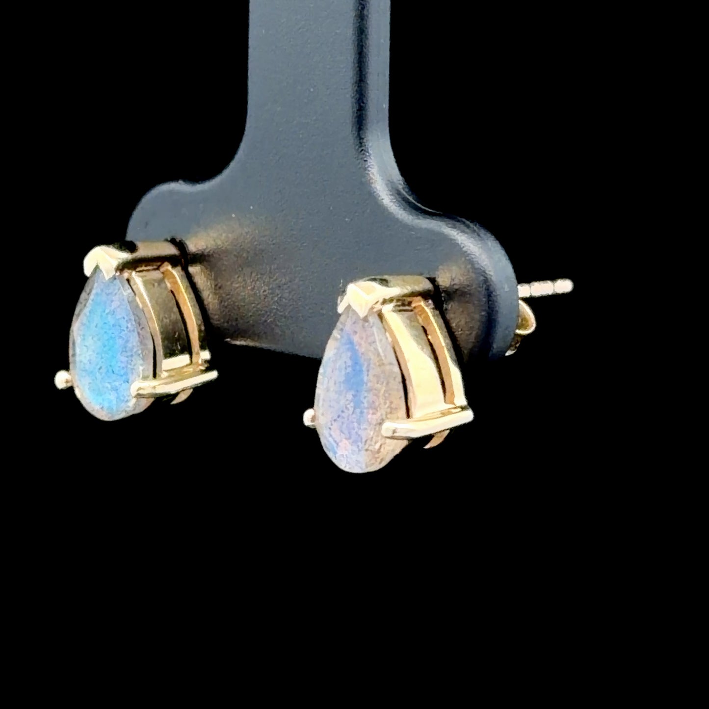 9K Yellow Gold Pear Gemstone Studs