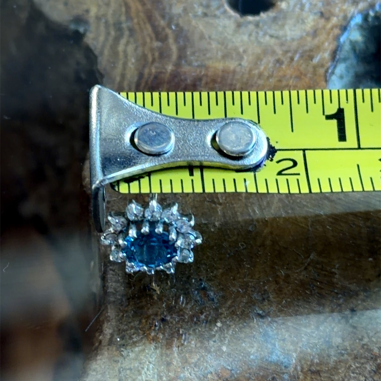 9K White Gold Blue Topaz Cluster Studs