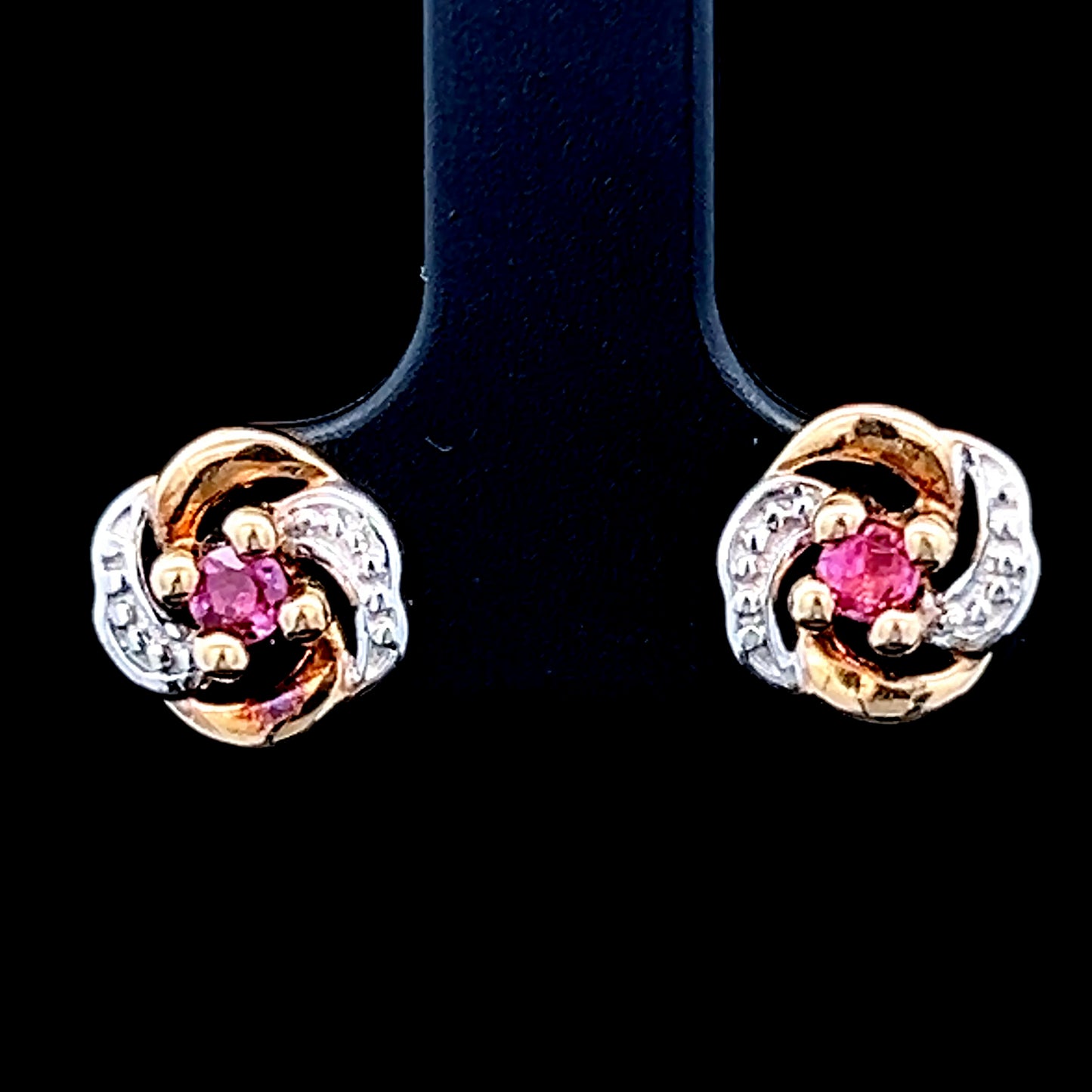 9K Yellow Gold Ruby & Diamond Studs
