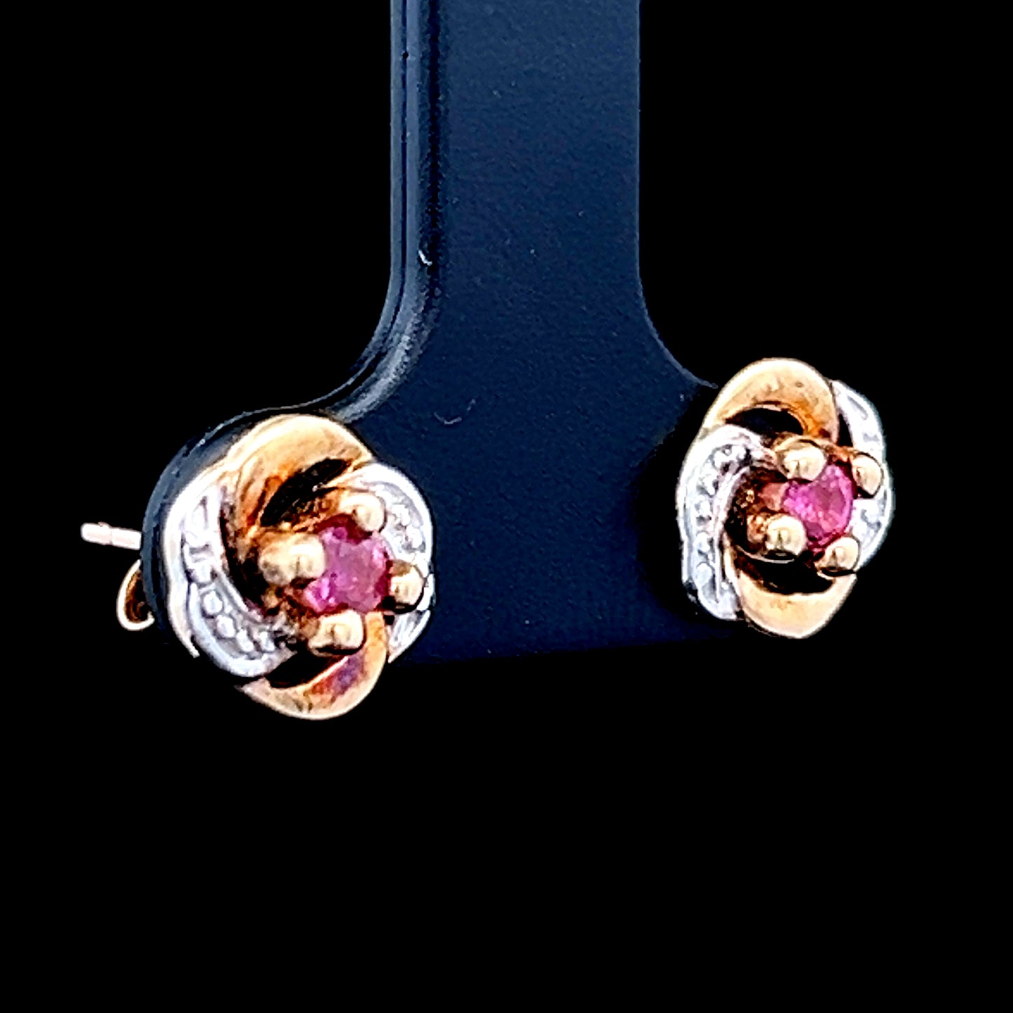 9K Yellow Gold Ruby & Diamond Studs