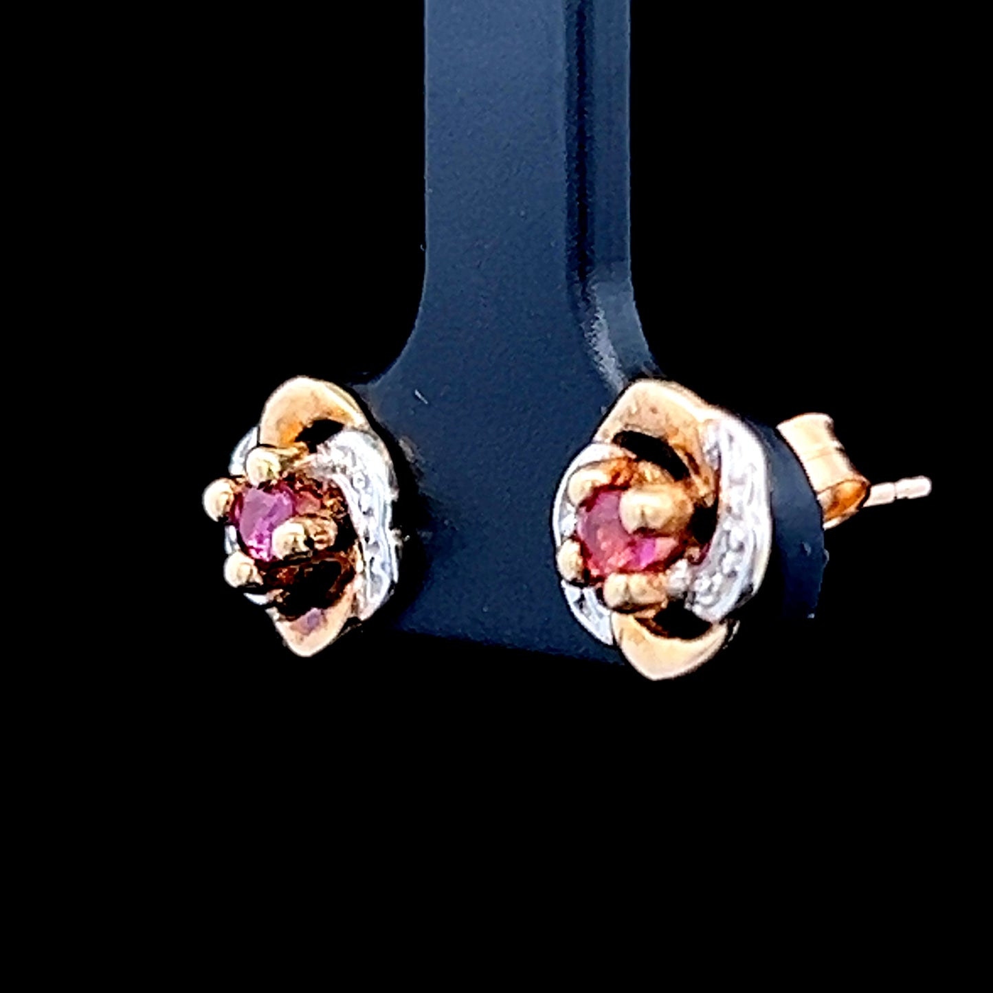 9K Yellow Gold Ruby & Diamond Studs