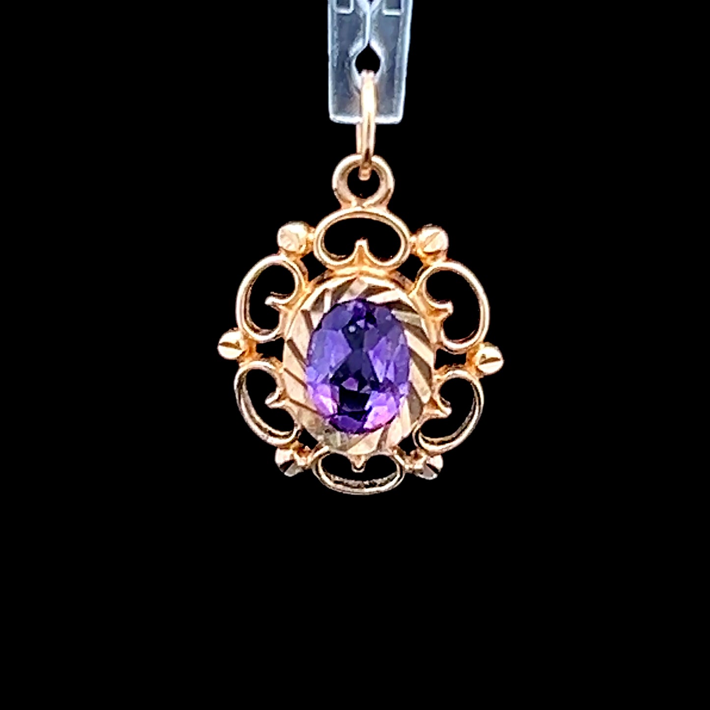 9K Yellow Gold Amethyst Pendant