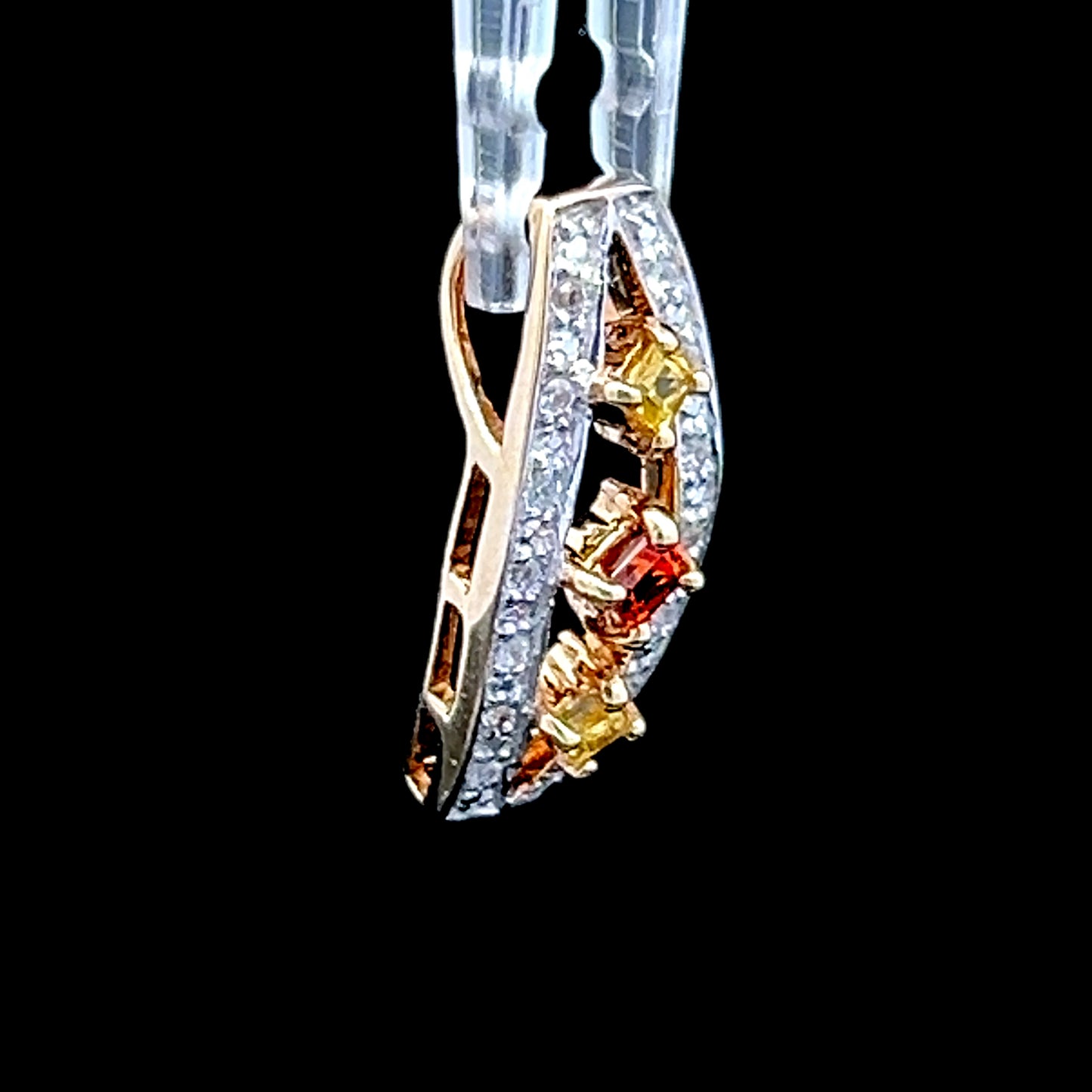 9K Yellow Gold citrine & White Sapphire Pendant