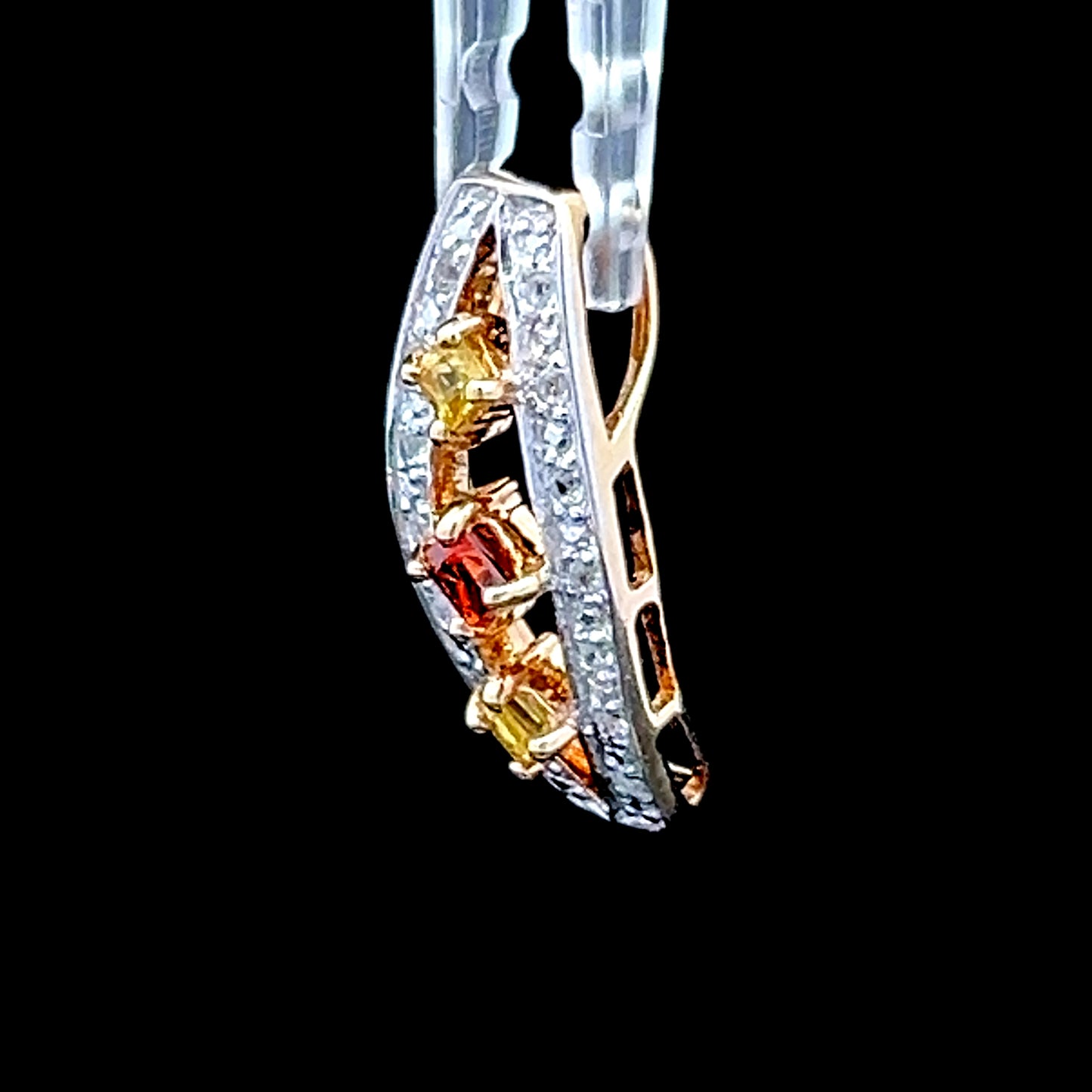 9K Yellow Gold citrine & White Sapphire Pendant