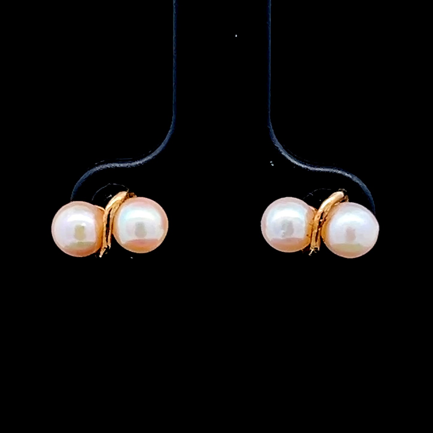 9K Yellow Gold Double Pearl Studs