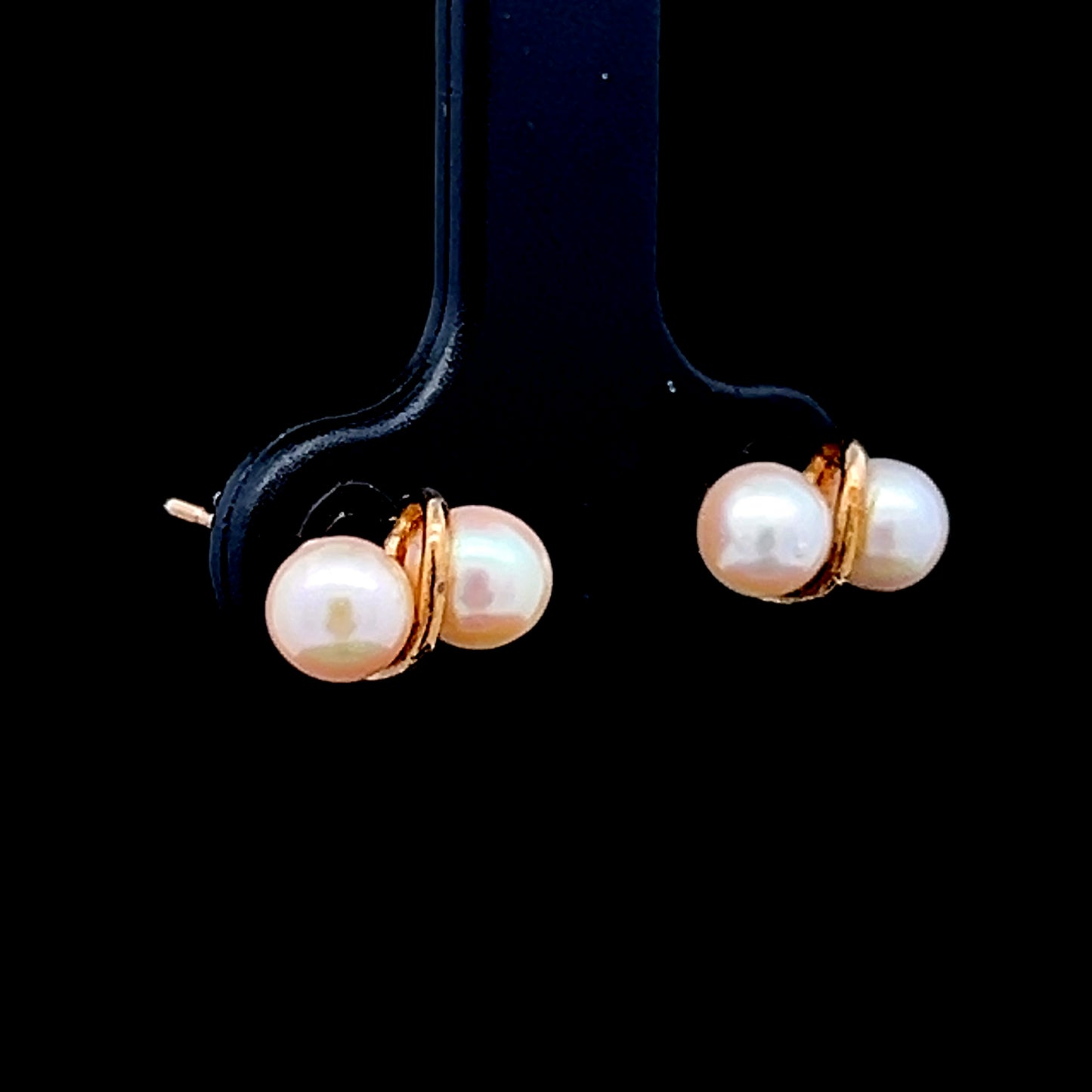 9K Yellow Gold Double Pearl Studs