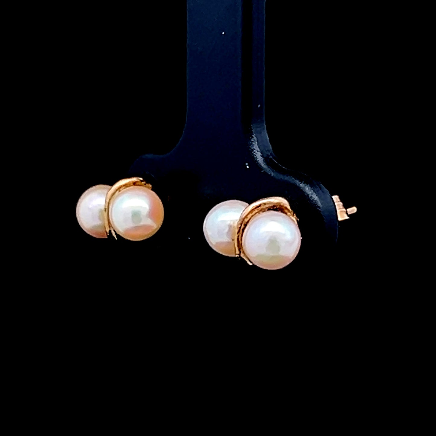 9K Yellow Gold Double Pearl Studs