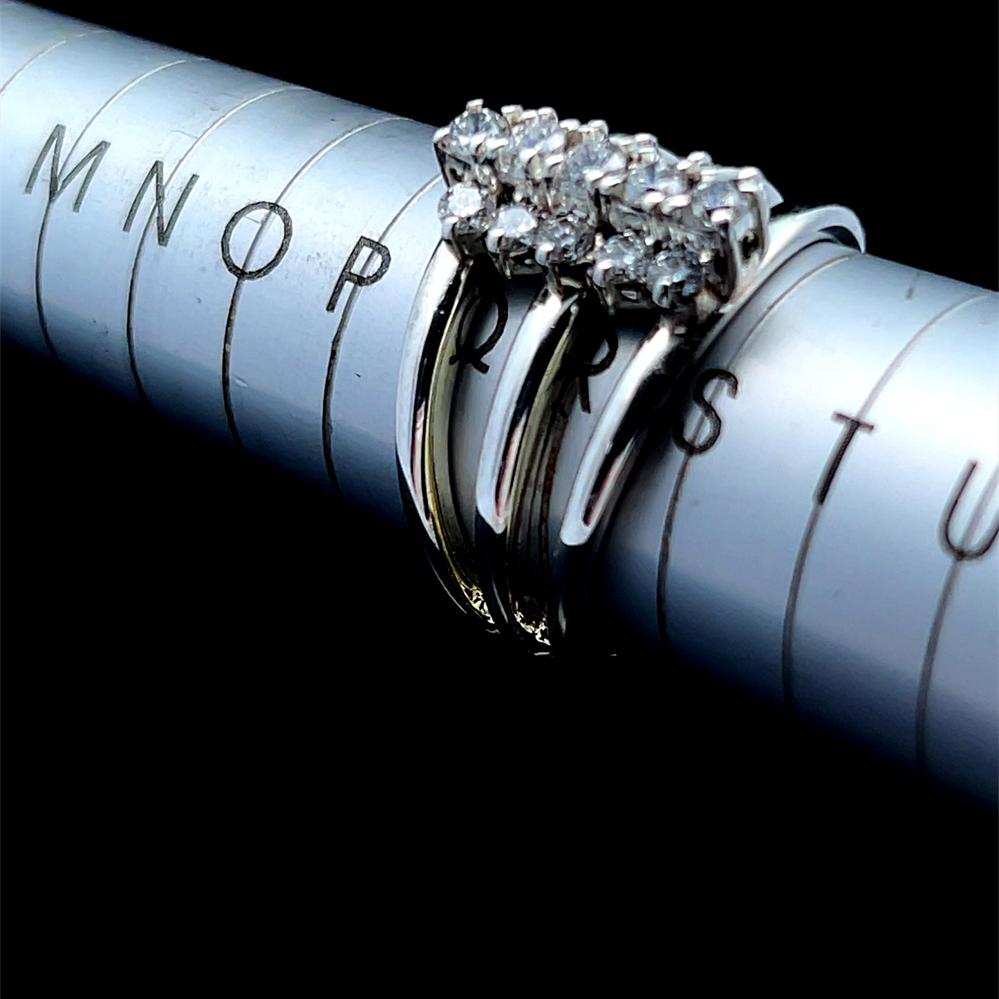 14K White Gold 3 Band Diamond Ring