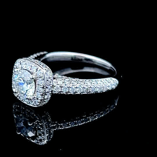 18K White Gold Diamond Halo Ring APPX 0.75 CTS CENTRE 1.7CTS TOTAL