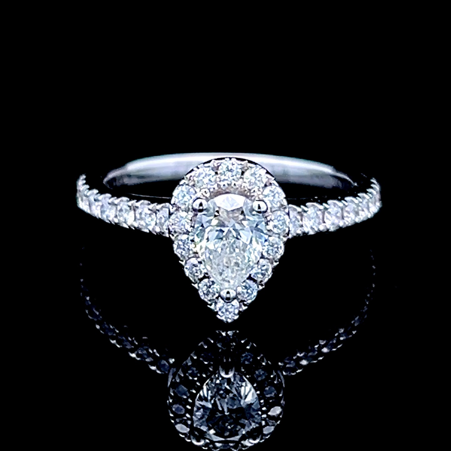 18K White Gold Vera Wang Pear Diamond Halo Ring APPX 0.69 CTS