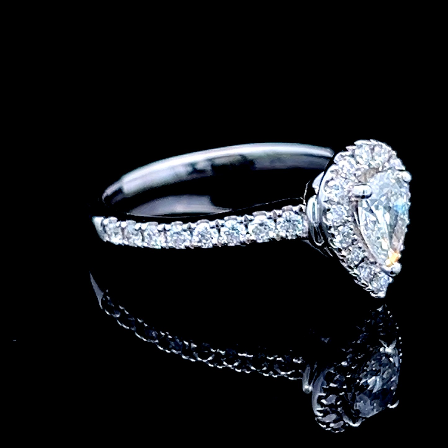 18K White Gold Vera Wang Pear Diamond Halo Ring APPX 0.69 CTS