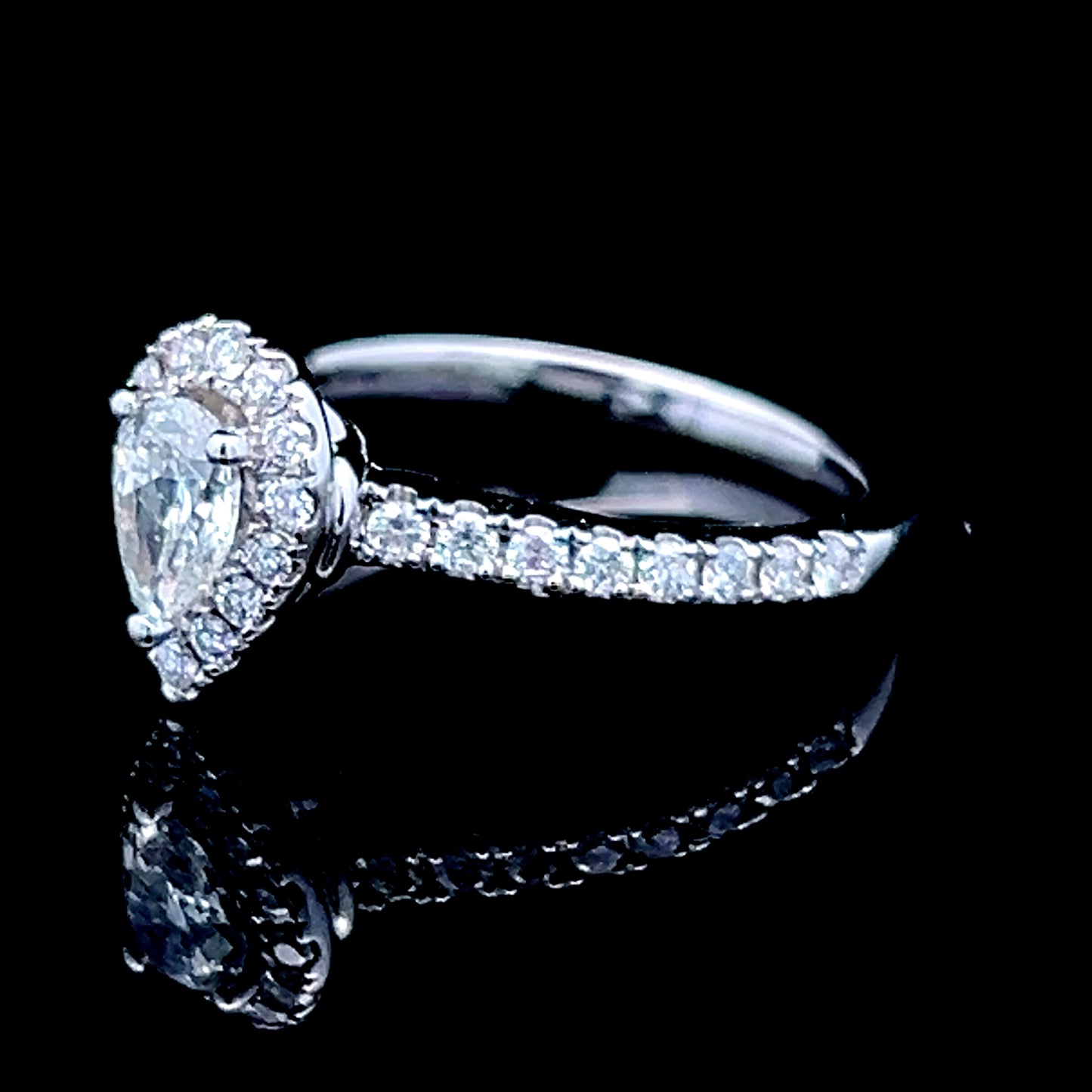 18K White Gold Vera Wang Pear Diamond Halo Ring APPX 0.69 CTS
