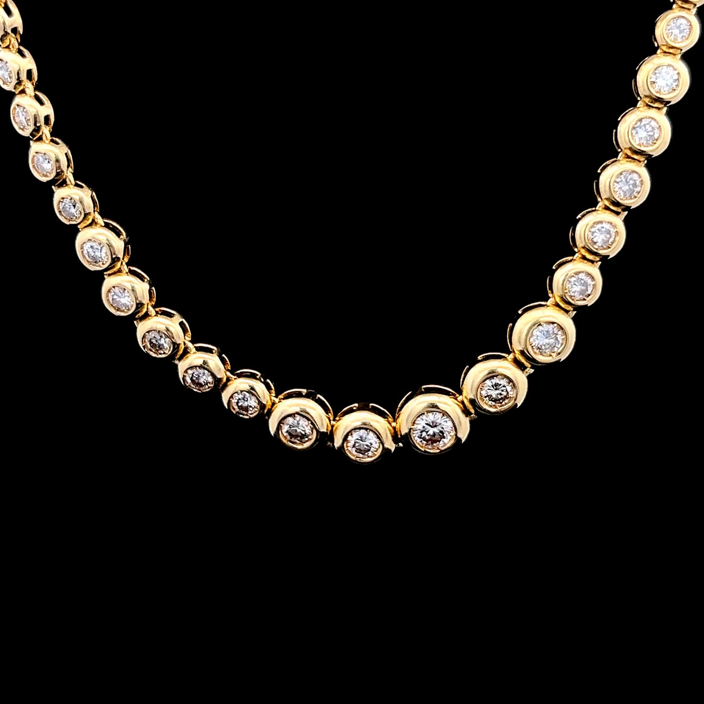 18K Yellow Gold Diamond Tennis Necklace APPX 4 CTS