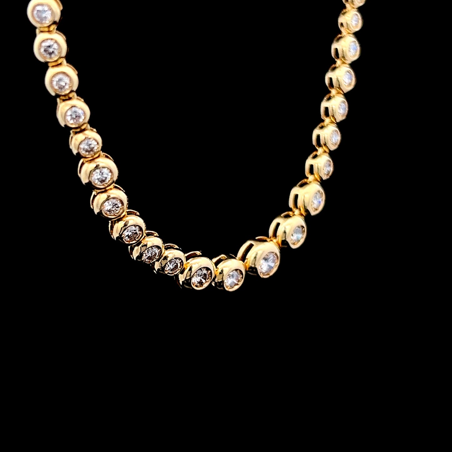 18K Yellow Gold Diamond Tennis Necklace APPX 4 CTS