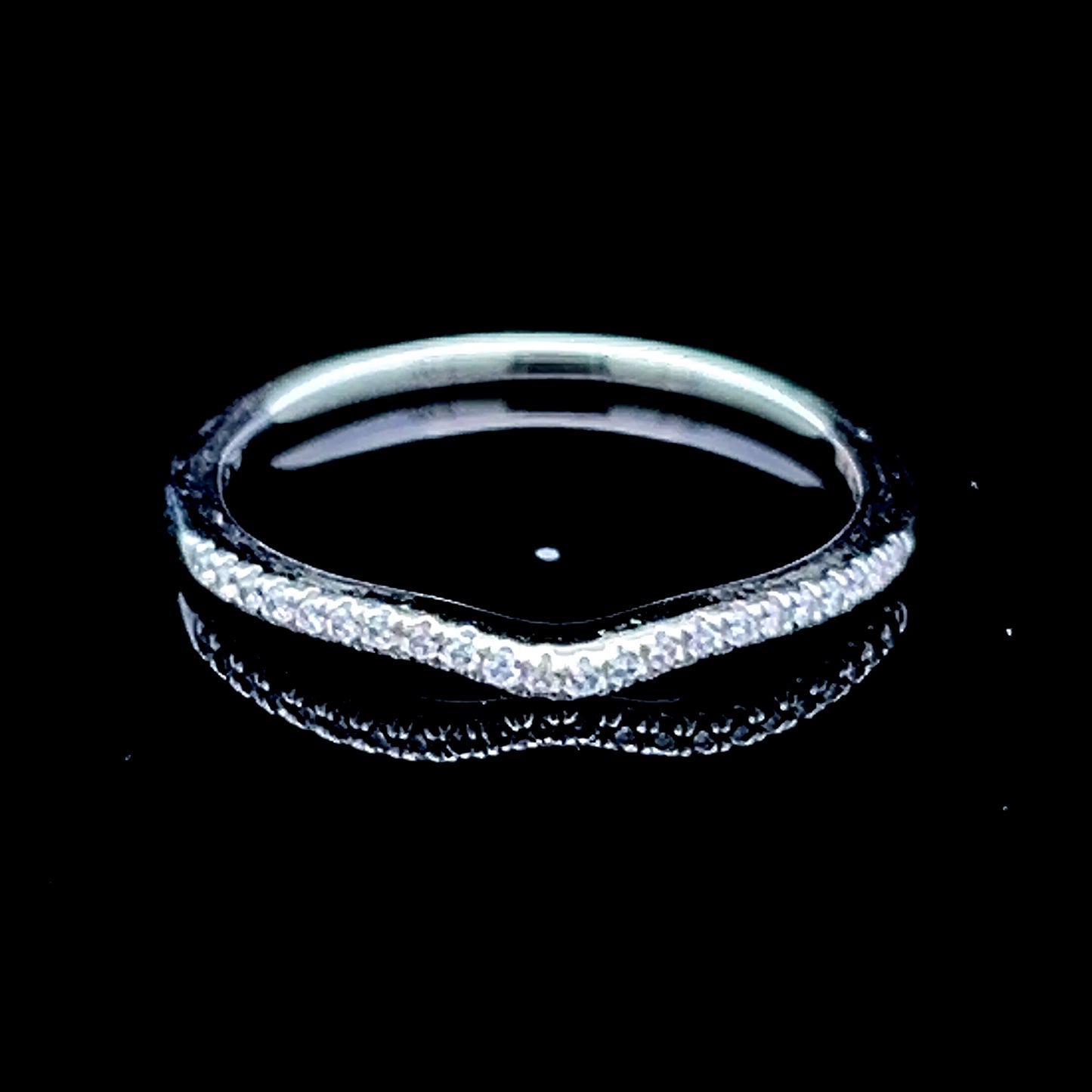 18K White Gold Diamond Wishbone Ring