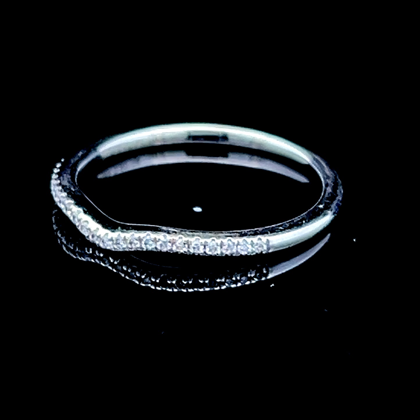 18K White Gold Diamond Wishbone Ring