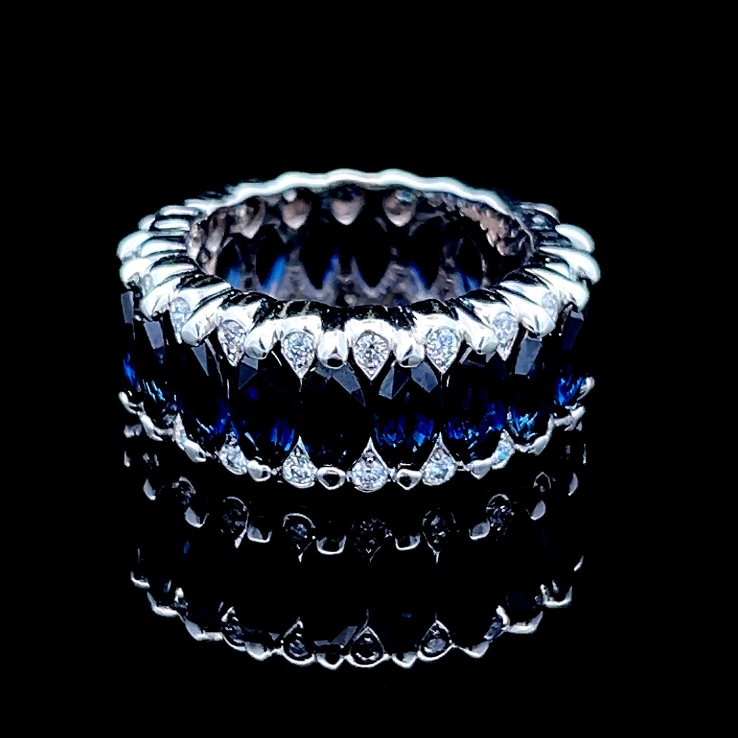 18K White Gold Sapphire & Diamond Full Eternity Ring APPX D: 0.8 CTS