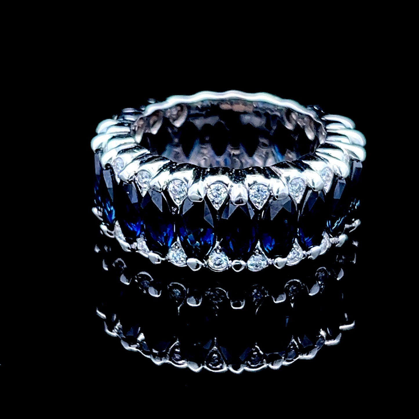 18K White Gold Sapphire & Diamond Full Eternity Ring APPX D: 0.8 CTS