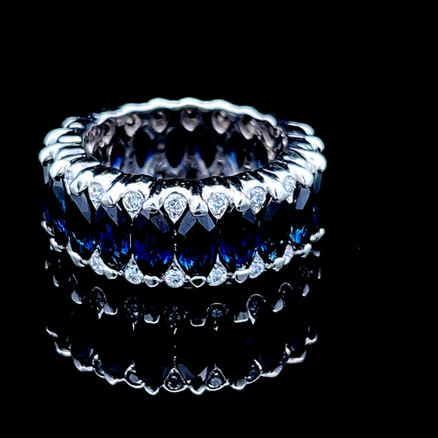 18K White Gold Sapphire & Diamond Full Eternity Ring APPX D: 0.8 CTS