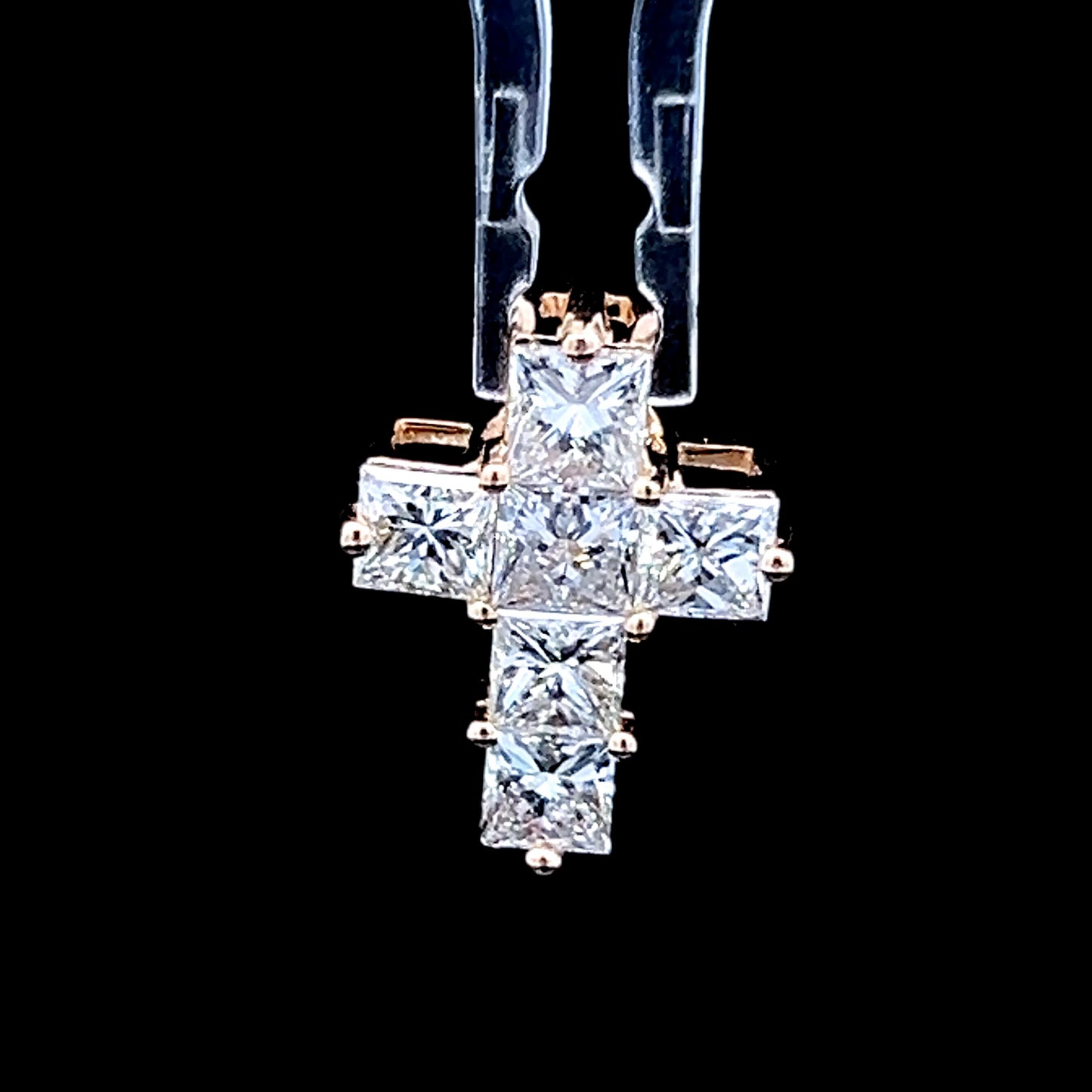 18K Yellow Gold Diamond Cross APPX 2.2 CTS