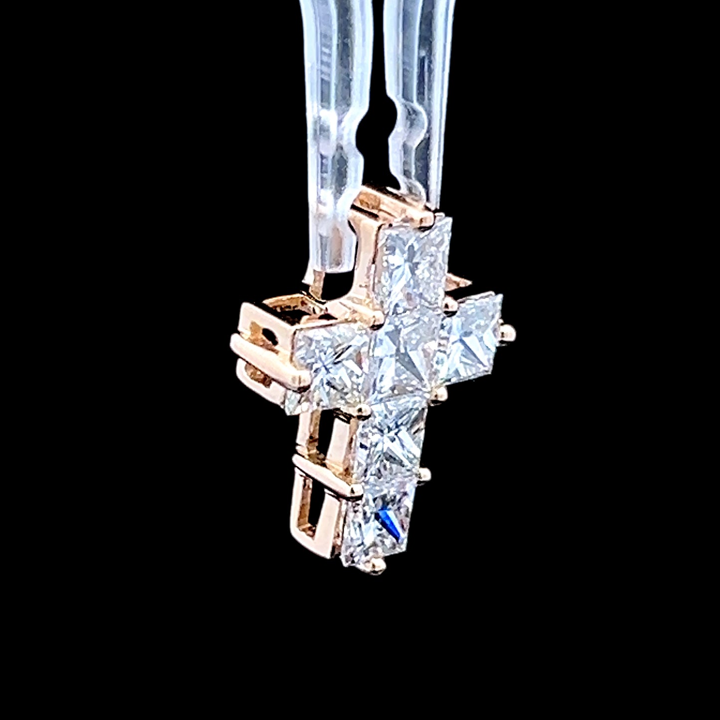 18K Yellow Gold Diamond Cross APPX 2.2 CTS
