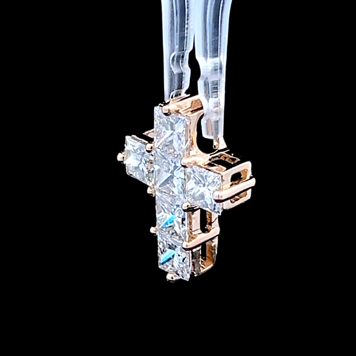 18K Yellow Gold Diamond Cross APPX 2.2 CTS