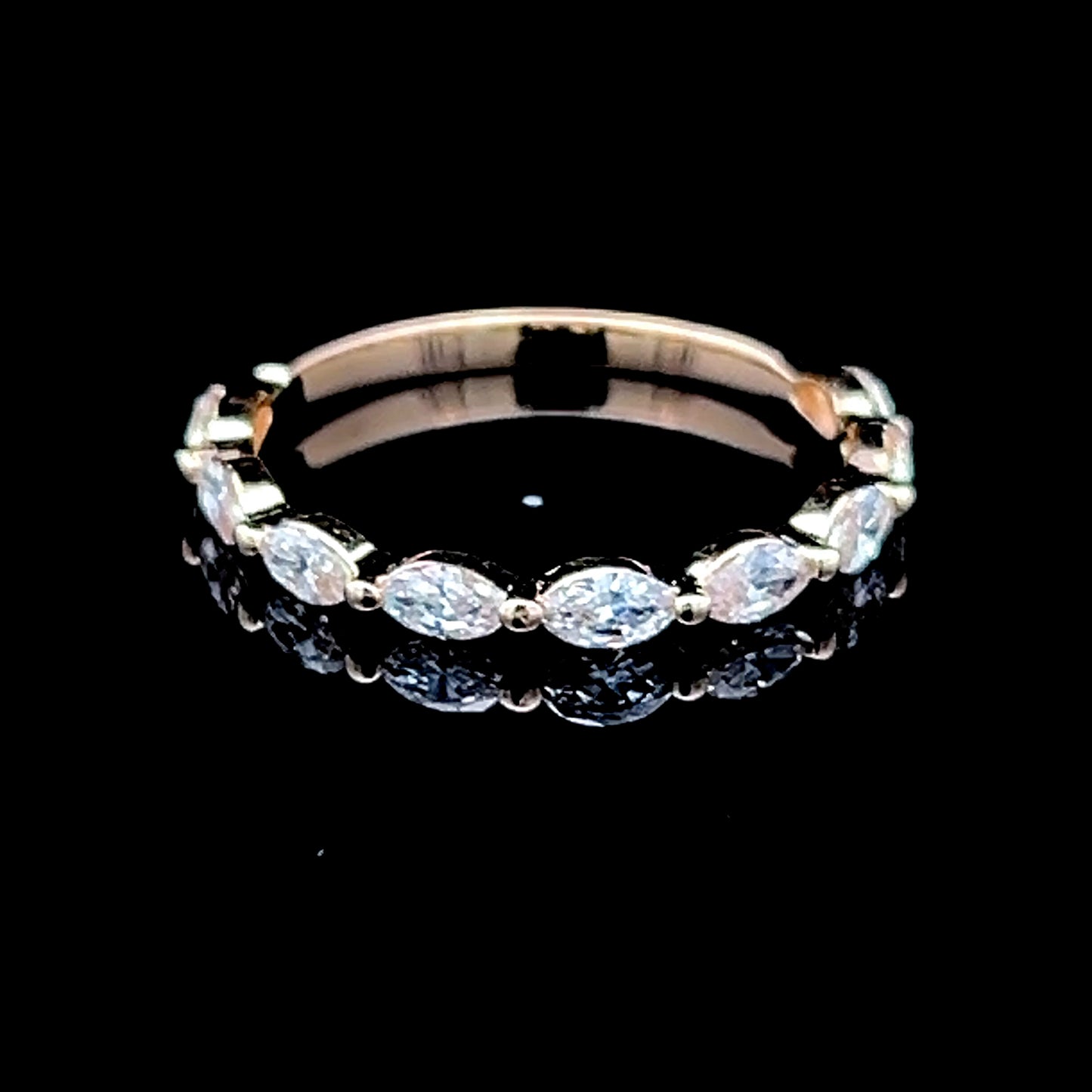 14K Yellow Gold Oval Half Eternity APPX 0.85 CTS