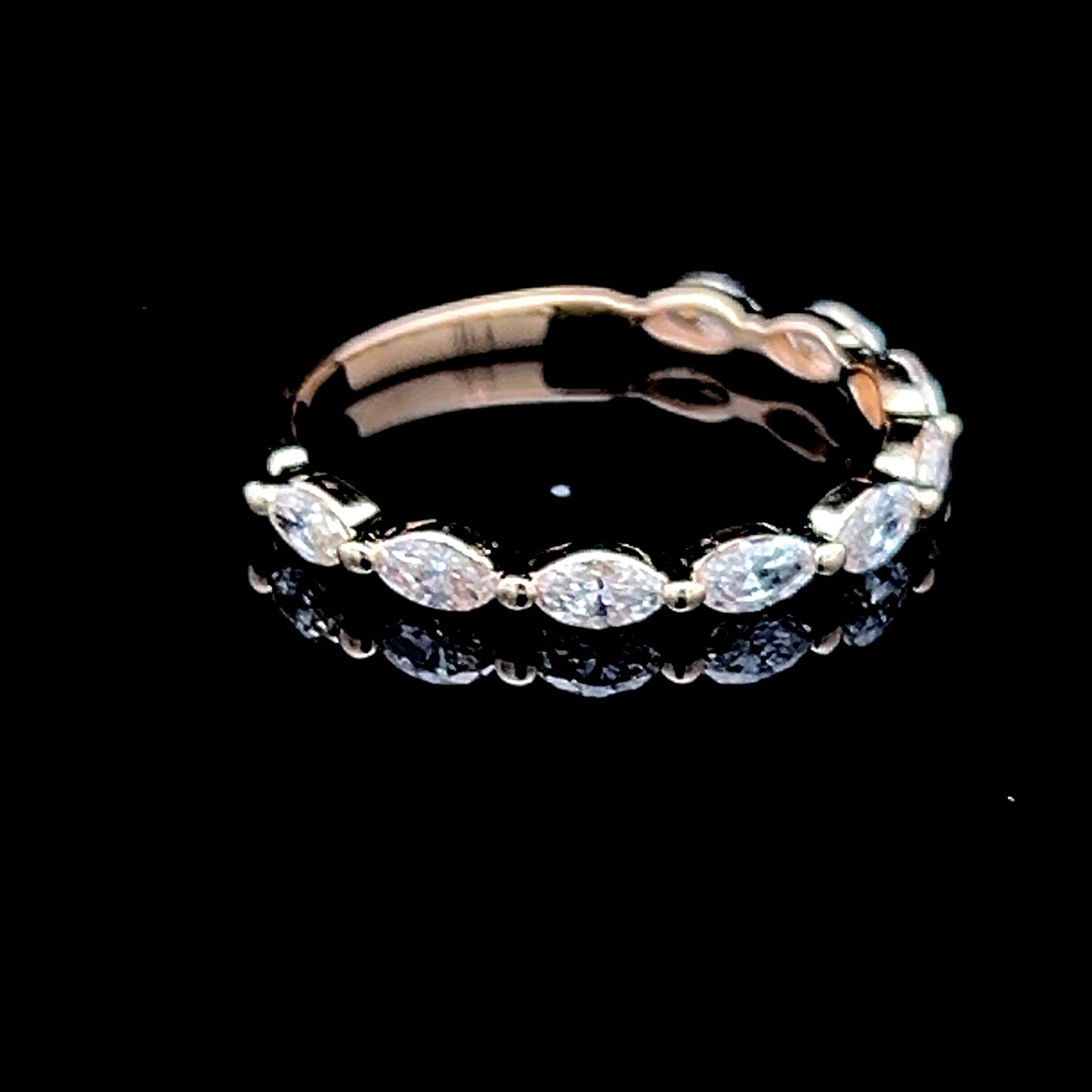14K Yellow Gold Oval Half Eternity APPX 0.85 CTS