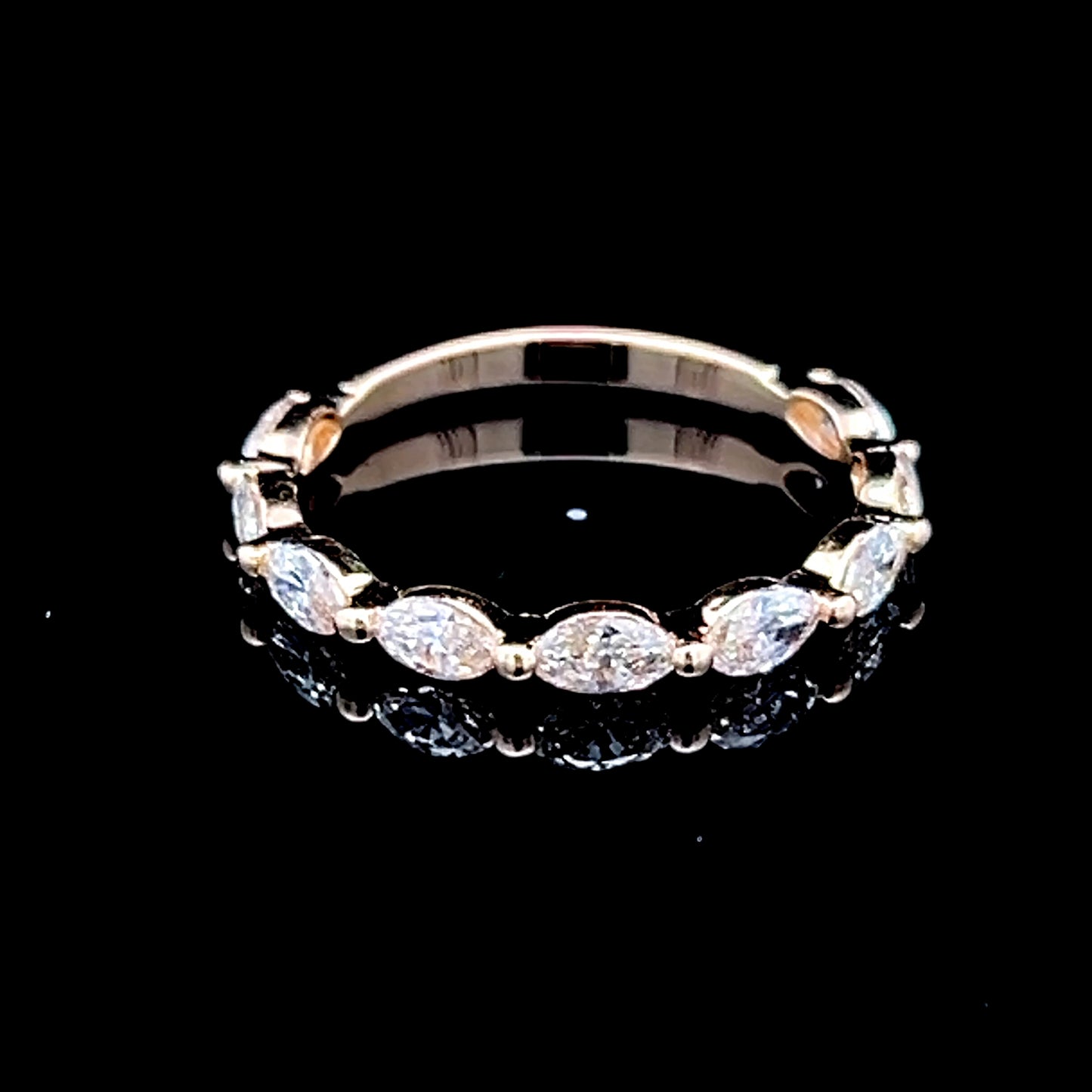 14K Yellow Gold Oval Diamond Half Eternity APPX 0.85 CTS