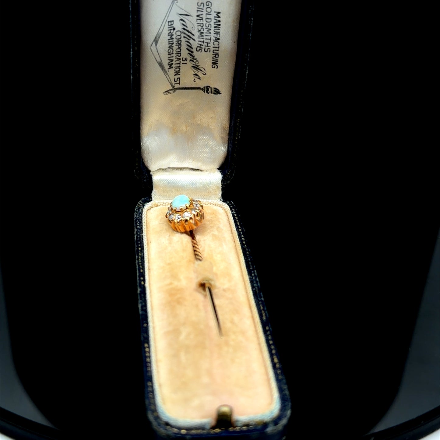 18K Yellow Gold Opal & Diamond Tie / Scarf Pin