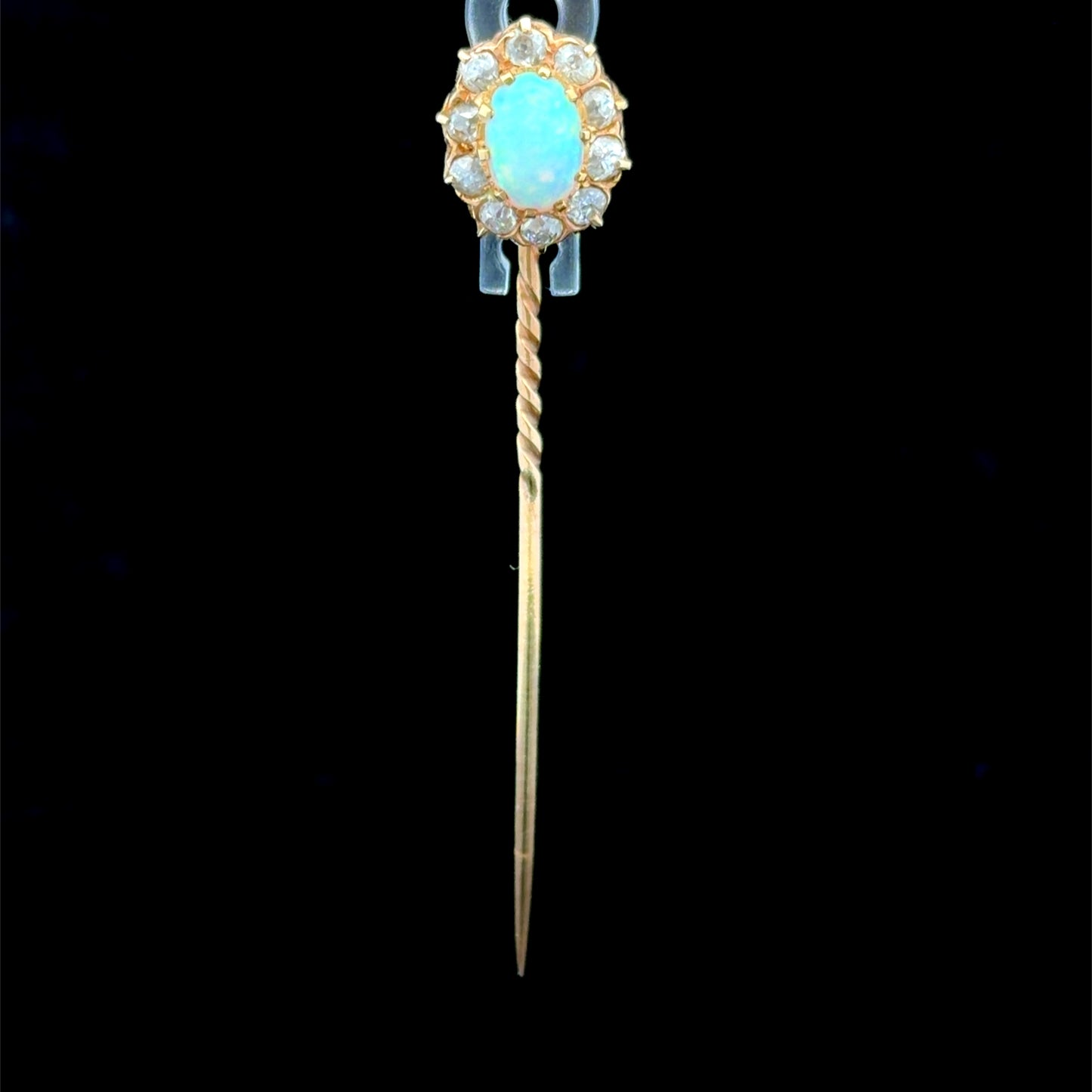 18K Yellow Gold Opal & Diamond Tie / Scarf Pin