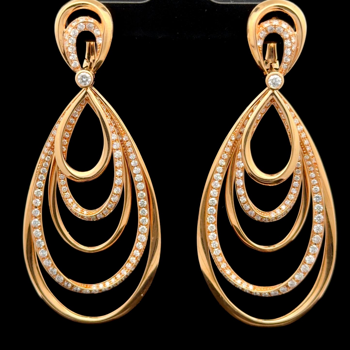 18K Rose Gold Multiloop Drop Earrings By DMR