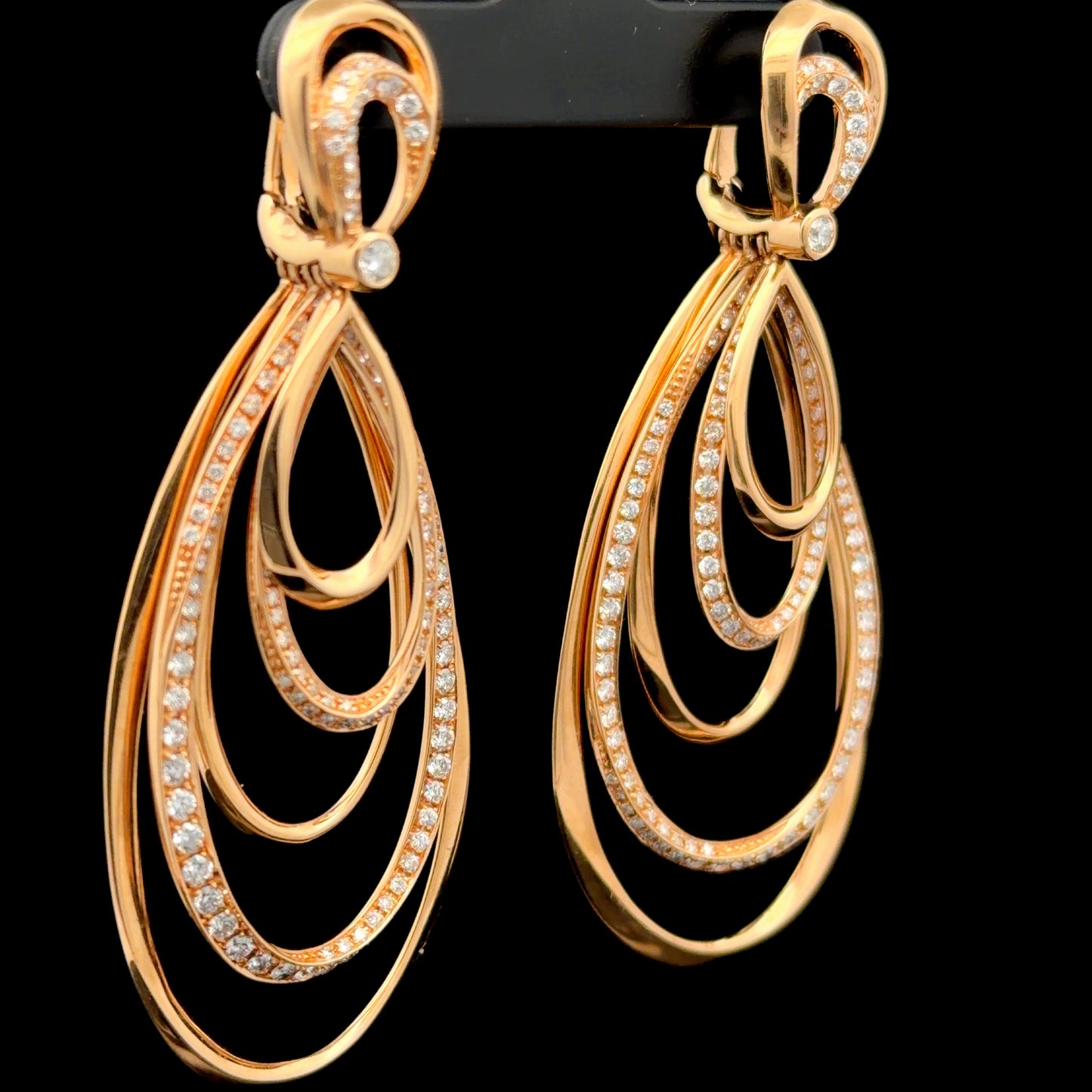 18K Rose Gold Multiloop Drop Earrings By DMR