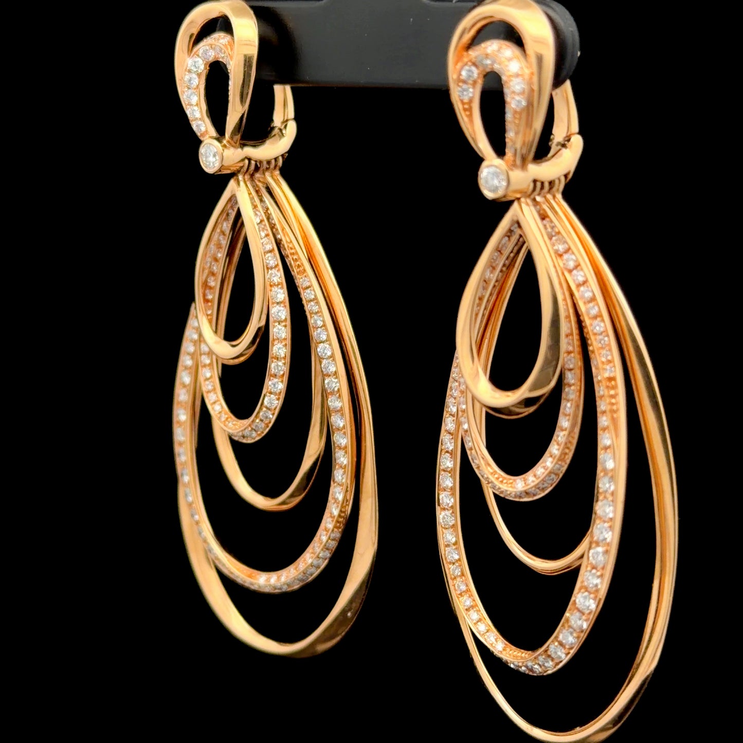 18K Rose Gold Multiloop Drop Earrings By DMR