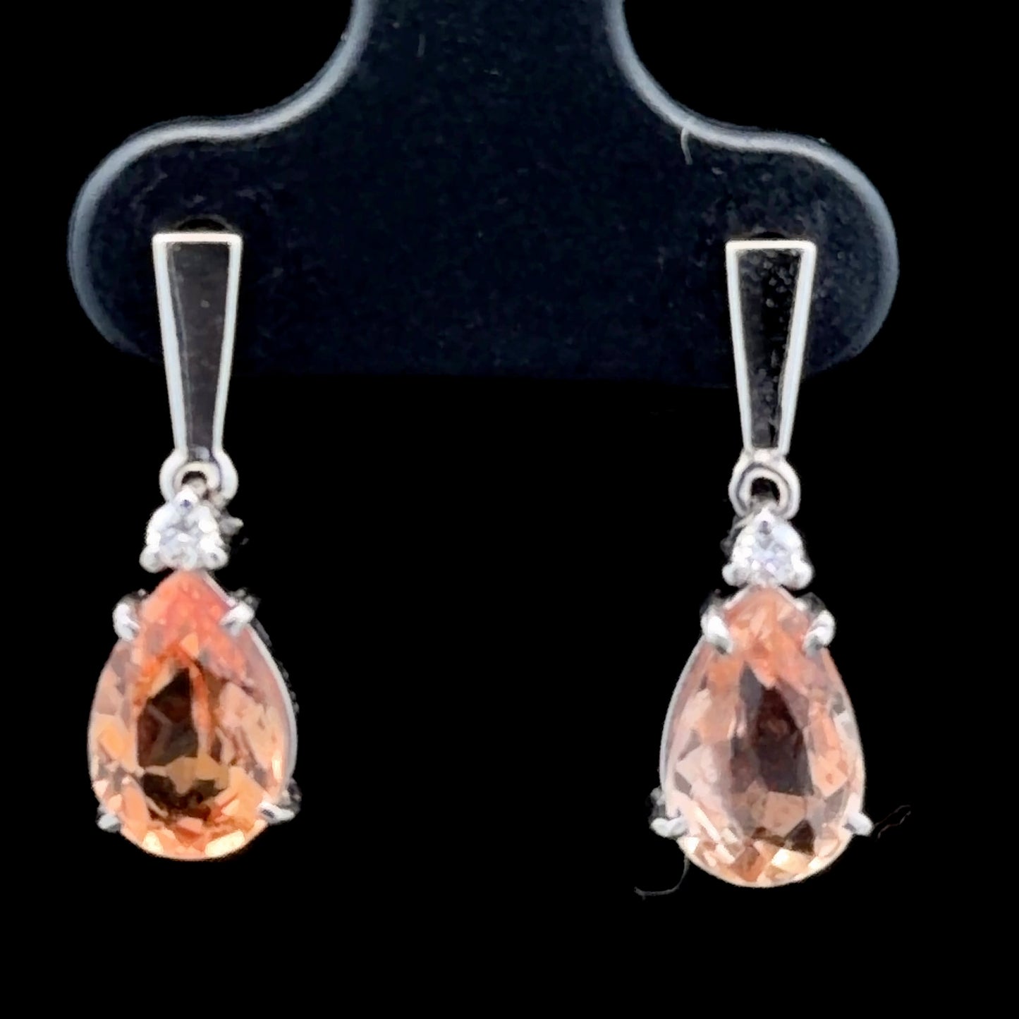 9K White Gold Morganite & Diamond Drop Earrings APPX M: 2.6 CTS
