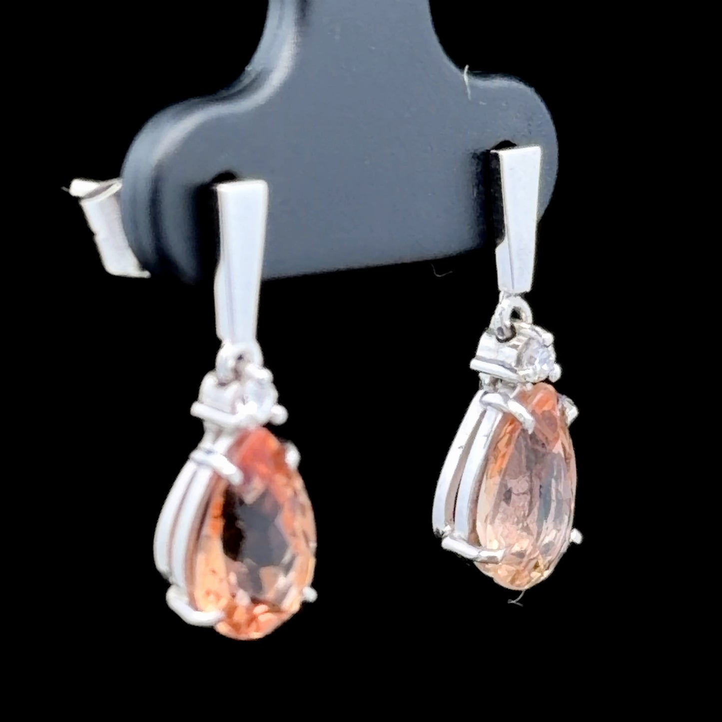 9K White Gold Morganite & Diamond Drop Earrings APPX M: 2.6 CTS