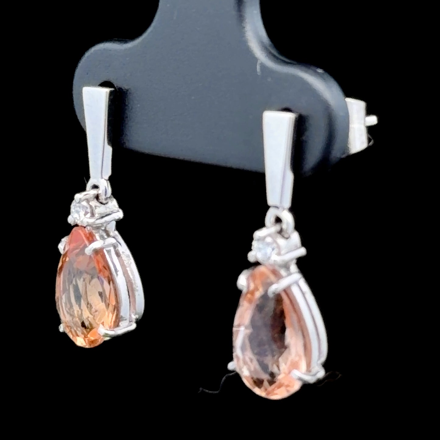 9K White Gold Morganite & Diamond Drop Earrings APPX M: 2.6 CTS