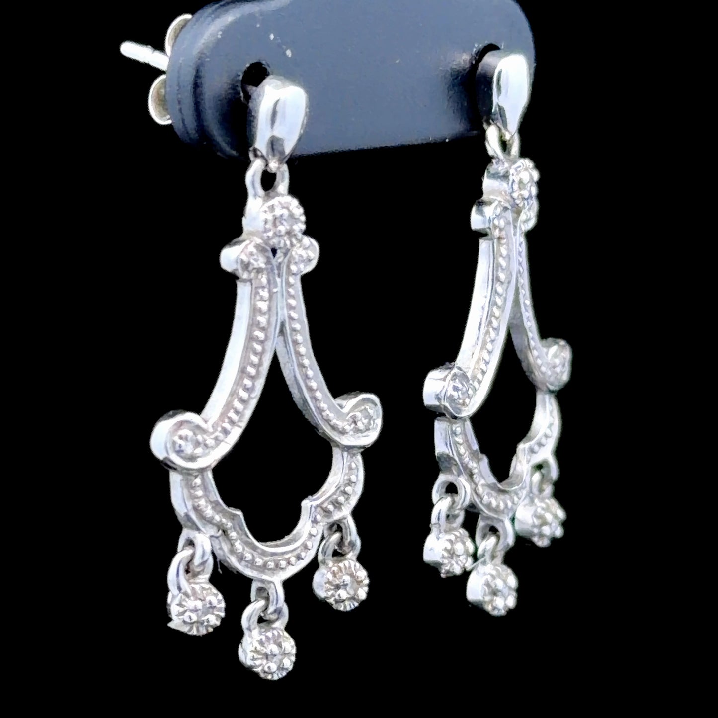 9K White Gold Chandelier Drop Stud Earrings