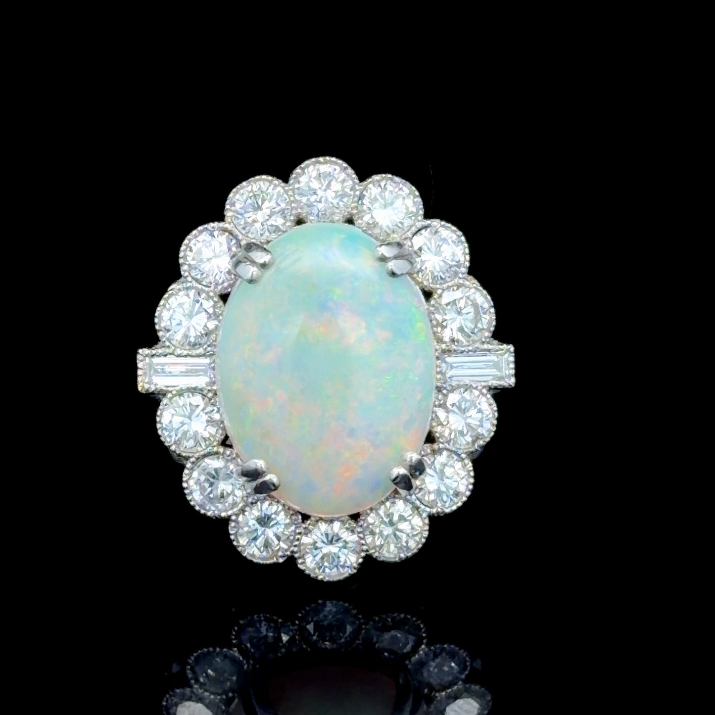 Platinum Opal & Diamond Ring APPX 1.5 CTS