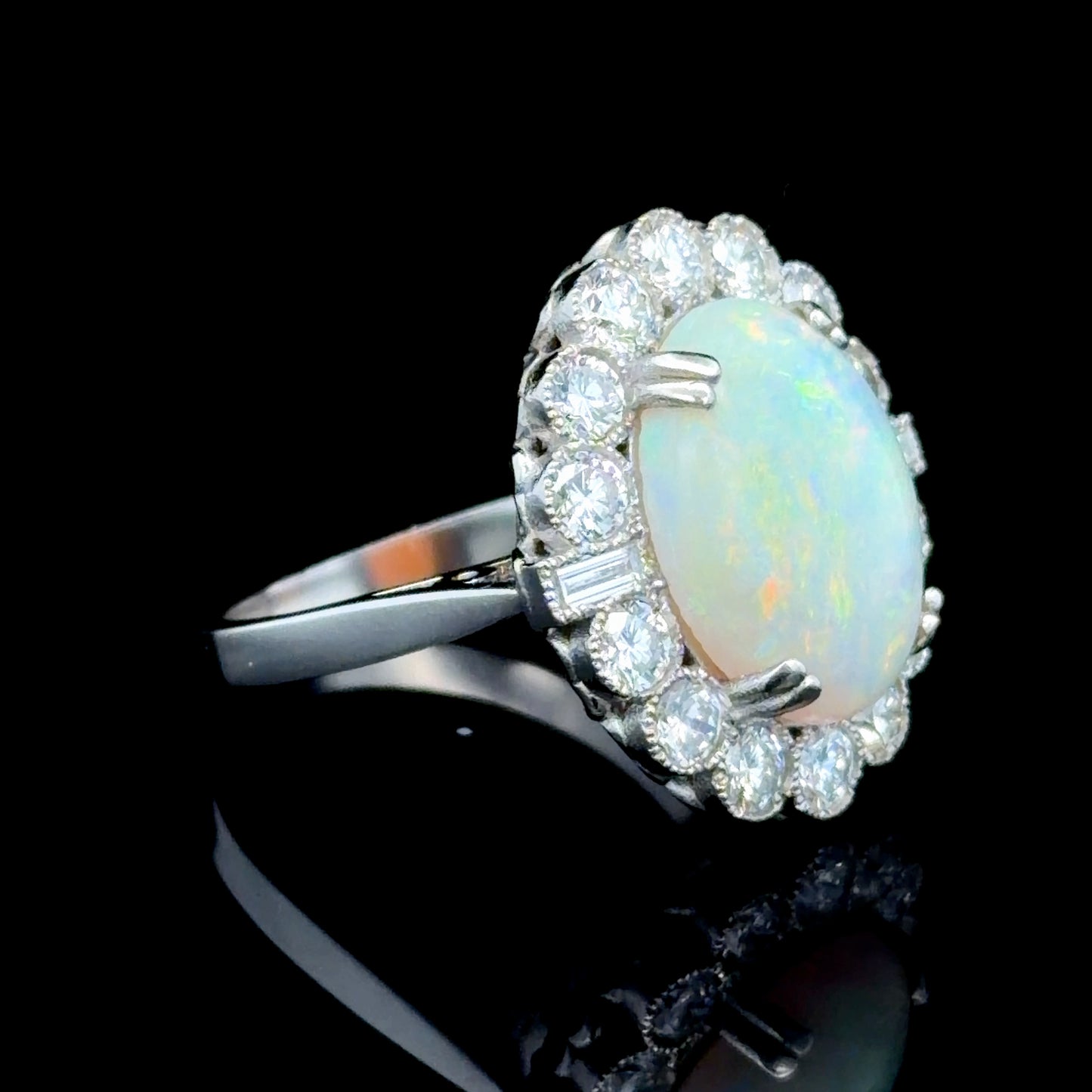 Platinum Opal & Diamond Ring APPX 1.5 CTS