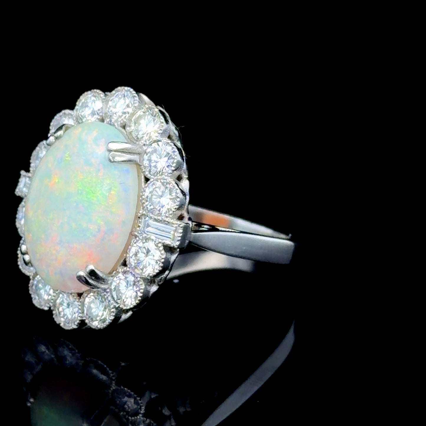 Platinum Opal & Diamond Ring APPX 1.5 CTS